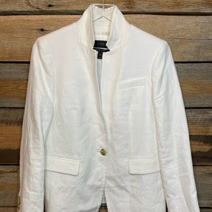 J Crew White Regent Linen Blazer Sz 10P.